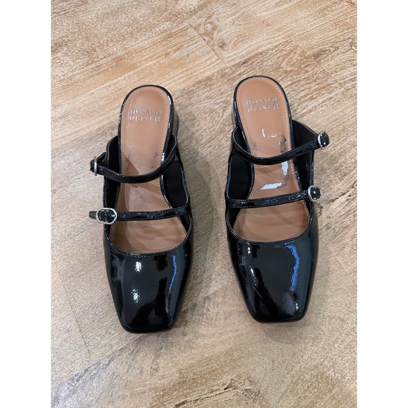 Donald Pliner Shoes - Donald Pliner Womens Black Patent Leather Mary Jane Mules Square Toe Block Heel